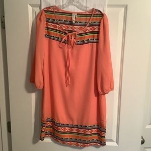 Pink Owl Apparel Ladies Sheer Lined Dress Orange/Black/ Lime Green/White Size M
